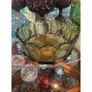 Vintage Fostoria Green Coin Glass